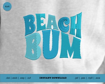 Beach Bum Embroidery Design | Summer Embroidery File |