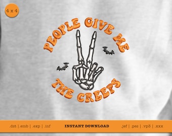 Halloween Embroidery Design: Creepy Ghosts, Bats, Skeleton Hand (4x4 pes) (Digital Download)