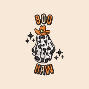 Western Ghost Embroidery Design | Boo Haw Halloween Embroidery file | 4x4 | Halloween Embroidery w/ Country Western Ghost Machine Embroidery
