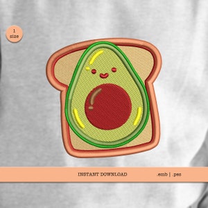 Vegan Machine Embroidery Design | Vegetarian Machine Embroidery | Avocado Toast Trendy Embroidery file .pes .emb Design 4x4 embroidery hoop