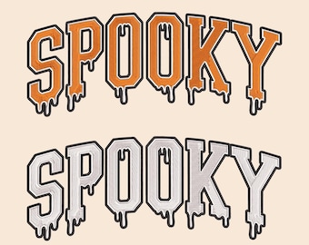 Spooky Embroidery Designs for Halloween | Trendy Embroidery file | 4x4 PES | Spooky Varsity Font Embroidery Design| Digitized Spooky Vibes