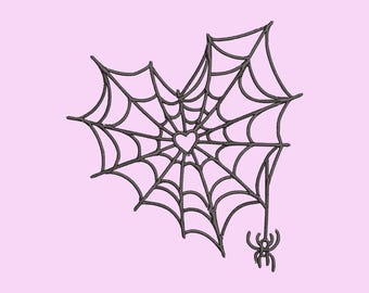Spider Web Heart Embroidery Design: Spooky Halloween (4x4) (Digital Download)