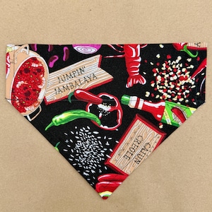 Dog Bandana: Over-the-Collar Scarf - Cat Accessory - Louisiana Cajun Creole Crawfish Gumbo Jambalaya Spicy Hot Sauce