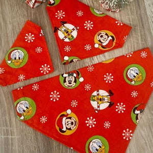 Disney Christmas- Mickey Minnie Mouse Donald Duck Pluto - Dog Cat Pet Collar Bandana - Over the Collar - XS, S, M, L, XL -