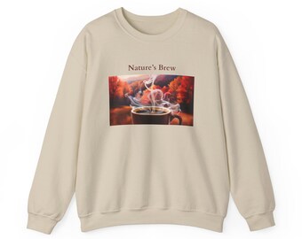 Bluza z nadrukiem Nature Scene Coffee Cup: Outdoorsy Cabin Crewneck