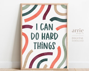 I Can Do Hard Things Wall Art, Kids Inspirational Decor, Preschool Classroom Printables, Educational Poster Affirmation, DIGITAL DOWNLOAD