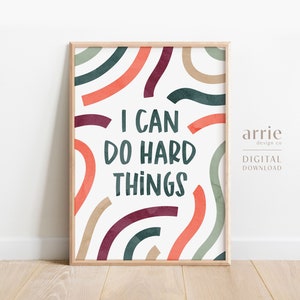 I Can Do Hard Things Wall Art, Kids Inspirational Decor, Preschool Classroom Printables, Educational Poster Affirmation, DIGITAL DOWNLOAD