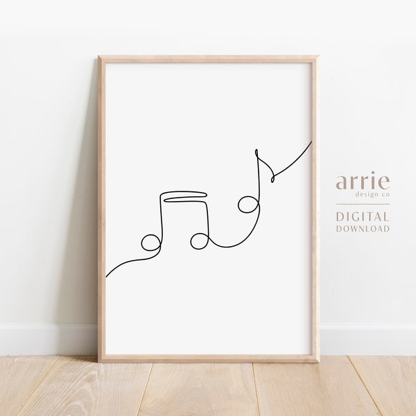 Music Notes Line Art | Minimalist Music Wall Art | Musician Gift | Simple Music Art | Modern Music Poster | Printable Art Digital Download