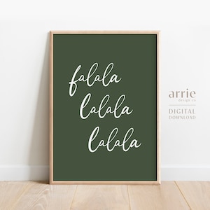 Fa La La Wall Art, Impresión navideña moderna, Imprimibles navideños, Decoración navideña verde, Letras de canciones navideñas imprimibles, DESCARGA DIGITAL