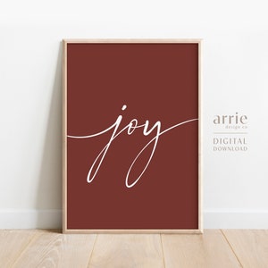 Freude druckbare Wandkunst, minimalistische Weihnachtskunst, modernes Weihnachtsdekor, einfaches Weihnachtsdekor, rote Weihnachtsdrucke, DIGITAL DOWNLOAD