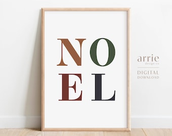 Noel Printable Wall Art, Boho Christmas Decor, Christmas Printables, Noel Art Print, Modern Holiday, Christmas Home Decor, DIGITAL DOWNLOAD