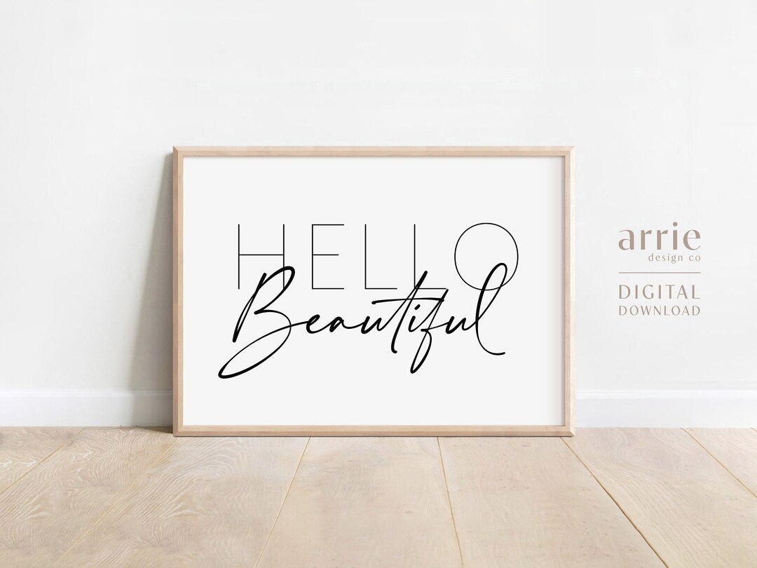 Hello Beautiful Wall Art Dressing Room Print Self Love Etsy