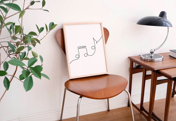 Music Notes Line Art | Minimalist Music Wall Art | Musician Gift