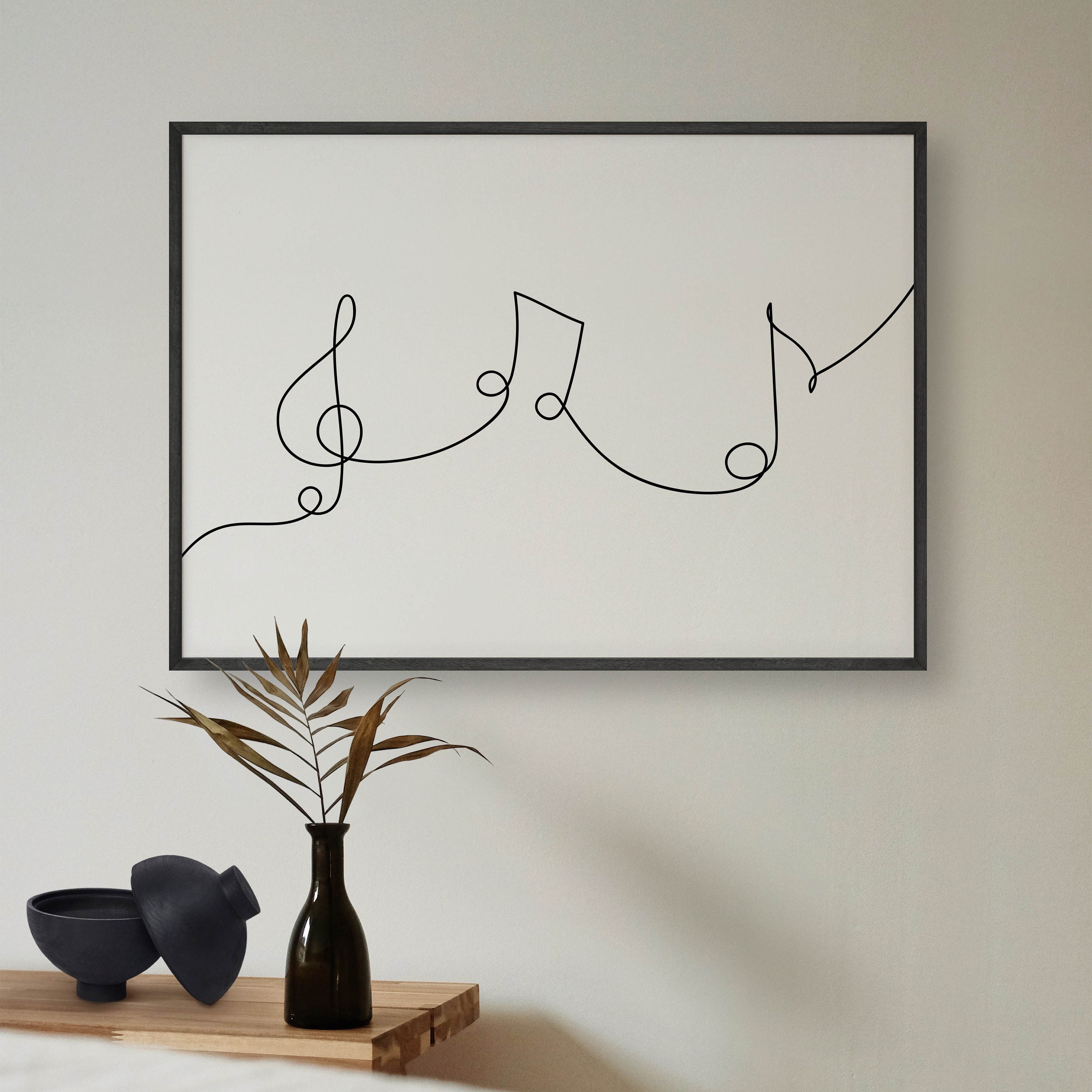 Music Notes Line Art Minimalist Music Wall Art Musician Gift Simple ...