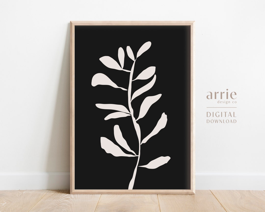 Minimalist Leaf Wall Art | Boho Art Print | Modern Abstract Art Poster ...