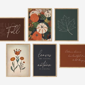 Fall Wall Art Set of 6, Fall Printables, Boho Fall Decor, Autumn Decor, Gourds Art, Seasonal Wall Decor, Fall Prints, DIGITAL DOWNLOAD