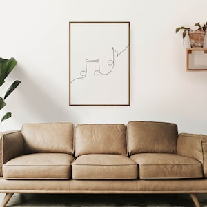 Music Notes Line Art | Minimalist Music Wall Art | Musician Gift ...