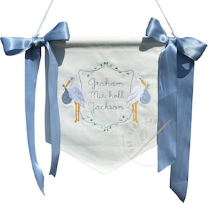 Baby Banner Welcome sign, Custom embroidered