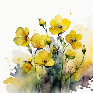 Bundle of Sun-Kissed Yellow Flowers Watercolor PNG - Elegant Design for Invitations, Scrapbooking, Crafts & Unique Creative Projects! V4