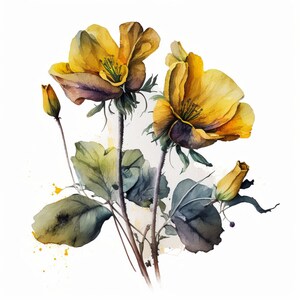 Duo Sun-Kissed Yellow Flower Watercolor PNG - Elegant Design for Invitations, Scrapbooking, Crafts & Unique Creative Projects! V4
