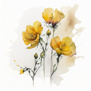 Trio Sun-Kissed Yellow Flower Watercolor PNG - Elegant Design for Invitations, Scrapbooking, Crafts & Unique Creative Projects! V3