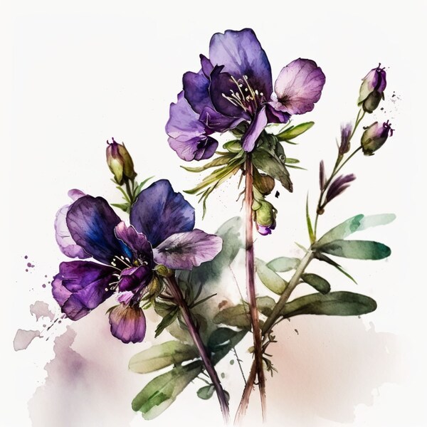 Duo Purple Flower Watercolor PNG - Elegant Design for Invitations, Scrapbooking, Crafts & Unique Creative Projects!