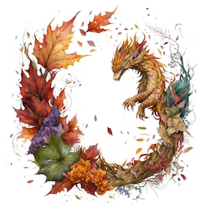 Vintage Dragon Floral Border PNG - Mythical Flower Frame - Invitations, Scrapbooking, Home Decor & Enchanting Designs!