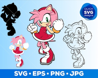 Amy Rose SONIC SVG / Cricut File / Layered SVG / Svg Cut File / Vector Cartoon Sticker / Instant Download / Layered Cutfile / Svg Designs