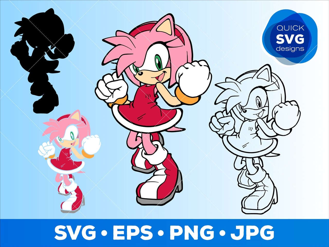 Amy Rose SONIC SVG Cricut File Layered SVG Svg Cut File Vector Cartoon 