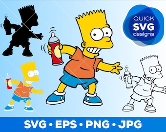 Bart Graffiti SVG | Layered SVG Cut File | Vector Cartoon Sticker | Cartoon SVG | Cricut svg | Instant Download | Png Eps Jpg