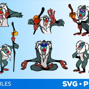 Paquete Rafiki SVG / Paquete SVG Rey León / Archivo Cricut en capas / Archivo de corte SVG / Etiqueta engomada de dibujos animados vectoriales / Descarga digital / Svg en capas