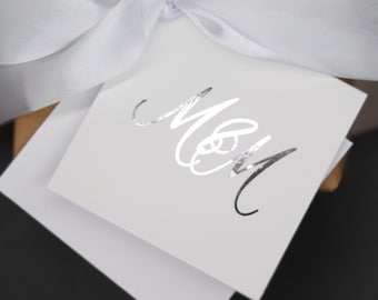 Silver Foil Stationery, Initials Thank You Cards, Wedding Thank You Cards, Foil Thank you Card, Family Initials Note Card Set, Note Card Set