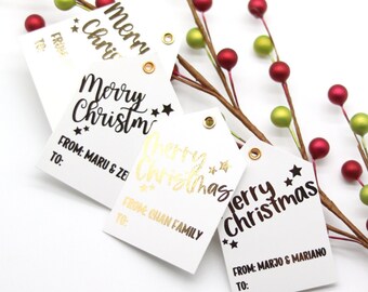 Custom Gold Christmas Gift Tags, Elegant Christmas Tags, Merry Christmas Gift Tags, Holidays Gift Tags, Christmas Tags Handmade, Foil Tags