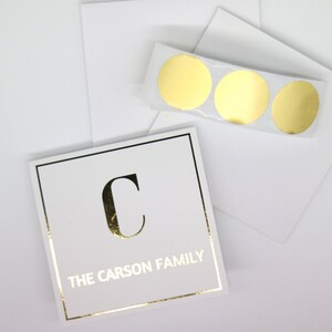 Goudfolie Briefpapier, Monogram Thank You Cards, Bruiloft Thank You Cards, Foil Thank You Card, Familie Monogram Note Card Set, Note Card Set