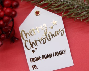 Custom Gold Christmas Gift Tags, Elegant Christmas Tags, Merry Christmas Gift Tags, Holidays Gift Tags, Christmas Tags Handmade, Foil Tags