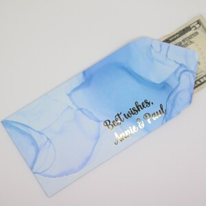 Benutzerdefinierte hellblaue Folie Geldumschläge, Folie Bargeldumschläge, Geldhalter, Geldgeschenkumschlag, Bargeldumschläge, Bargeldumschlag-Set, Goldfolie