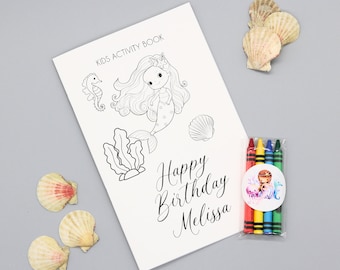 Personalized Mermaid Coloring Book for Kids, Mermaid Party Favors, Mermaid Coloring Pages, Custom Mermaid Coloring Pages