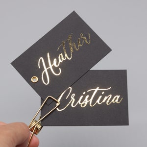 Personalized Black and Gold Tag, Custom Gift Tag, Gold Name Gift Tag, Custom Foil Silver Gift Tag, Custom Metallic Tag, Elegant Foil Tag