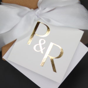 Goldfolie Briefpapier, Initialen Dankeskarten, Hochzeit Dankeskarten, Folie Dankeskarte, Familien Initialen Karte, Karte Karte Karte