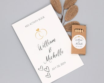 Personalisiertes Hochzeits-Malbuch für Kinder, Aktivitäten-Buch Hochzeit für Kinder, Aktivitätenpaket Kinderhochzeit, Individuelles Hochzeits-Malbuch