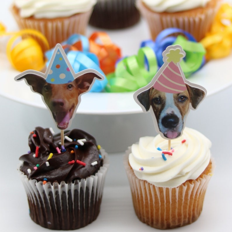 Custom Dog Cupcake Toppers, Personalized Pet Topper, Personalize Dog