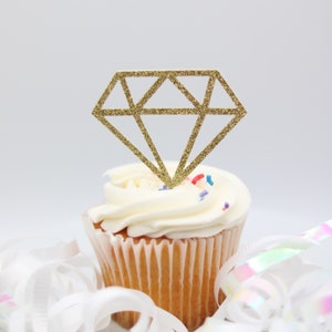 Diamond Glitter Cupcake Toppers, Bridal Diamond Cupcake Topper, Bridal Shower, Bridal Shower, Engagement Cupcake Topper, Engagement Party