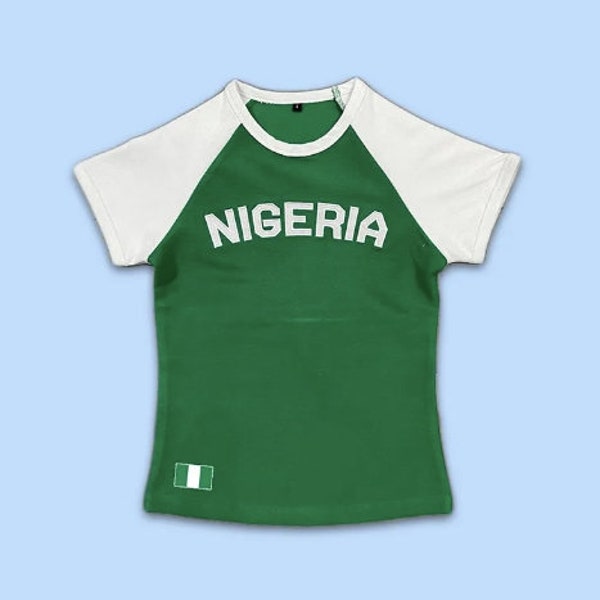 Haut en jersey du Nigeria de l'an 2000 - haut court de football, vêtements des années 2000, vêtements de l'an 2000, t-shirt bébé Nigeria, t-shirt bébé nigérian, chemise drapeau Nigeria