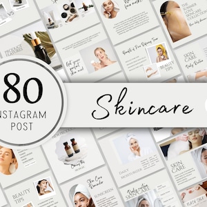80 Plantilla de Instagram para empresas de cuidado de la piel / Plantillas de publicaciones de Instagram para esteticistas / Redes sociales para el cuidado de la piel / Plantilla de publicaciones para el cuidado de la piel