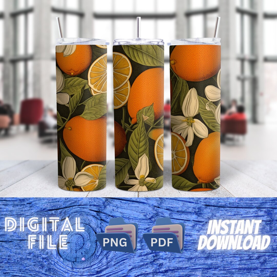 4 Version Bundle Oranges Tumblers Sublimation PNG Ideal for Skinny 20oz