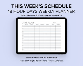 This Week's Schedule 18 Hour Days - Weekly Planner