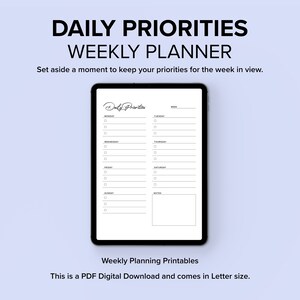 Daily Priorities - Weekly Planner