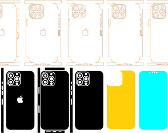 iPhone 13 Pro Max - Vector Cut File CDR , PLT , DXF , svg , jpg- Plantilla de piel