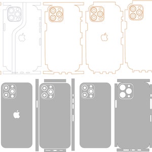 Puede incluir: Una colección de fundas y protectores de pantalla para teléfonos en varios diseños. Las fundas son blancas, grises y amarillas, con contornos naranjas y grises. Los protectores de pantalla son de color azul brillante. El logotipo de Apple es visible en algunas fundas.