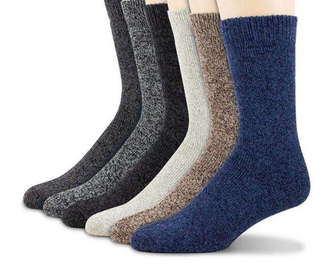 6 Pairs Men Wool Merino Winter Thermal Boot Thick Insulated Heated Socks For Heavy Duty Cold Weather Outdoor Activities Size 10-13